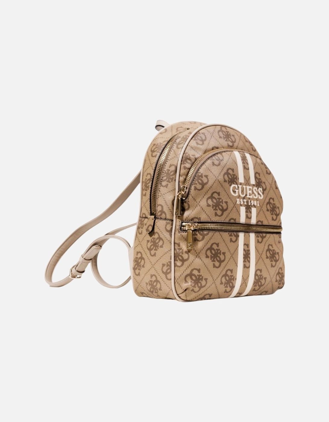 Printed Rucksack with Zip and Multiple Pockets Women - Beige Bags
