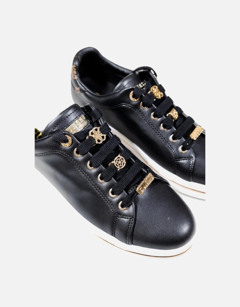 Slip-On Lace-Up Polyurethane Sneakers Women - Black