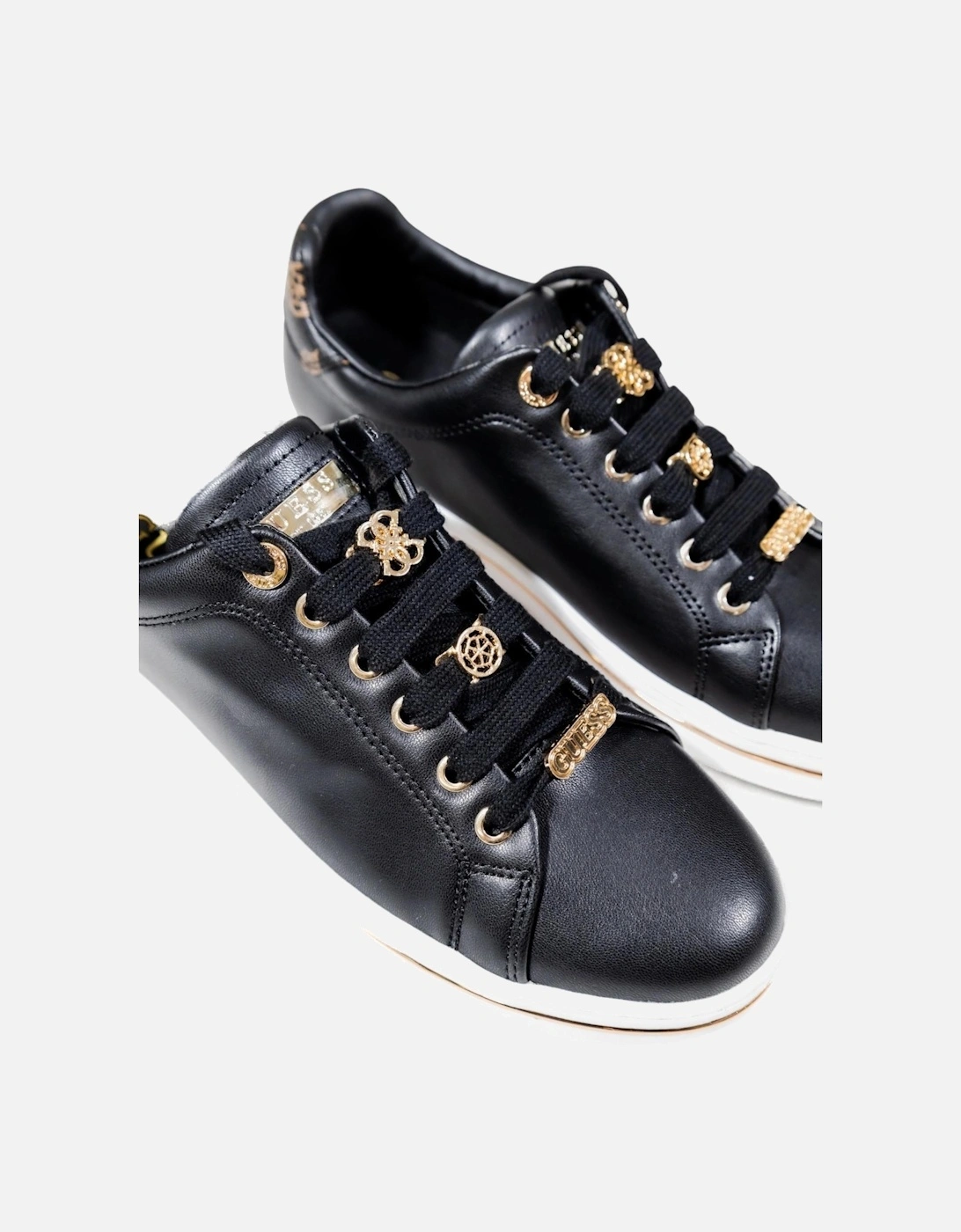 Slip-On Lace-Up Polyurethane Sneakers Women - Black
