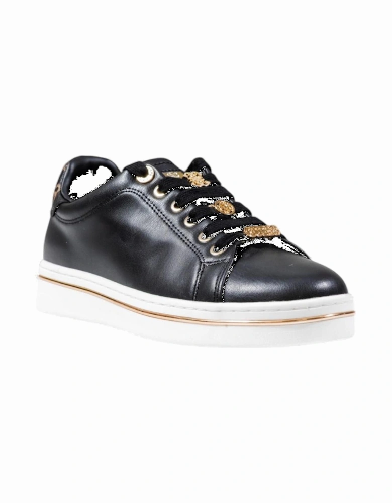 Slip-On Lace-Up Polyurethane Sneakers Women - Black
