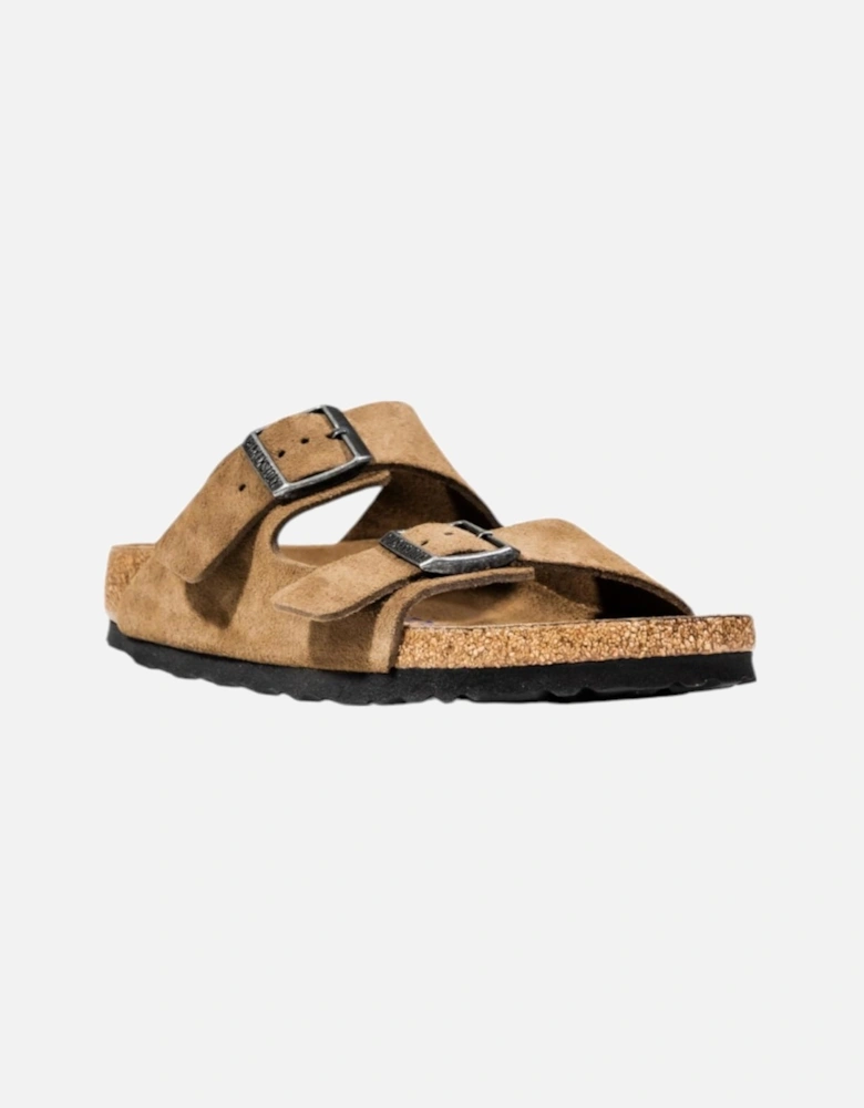Suede Buckle Strap Slippers Women - Beige