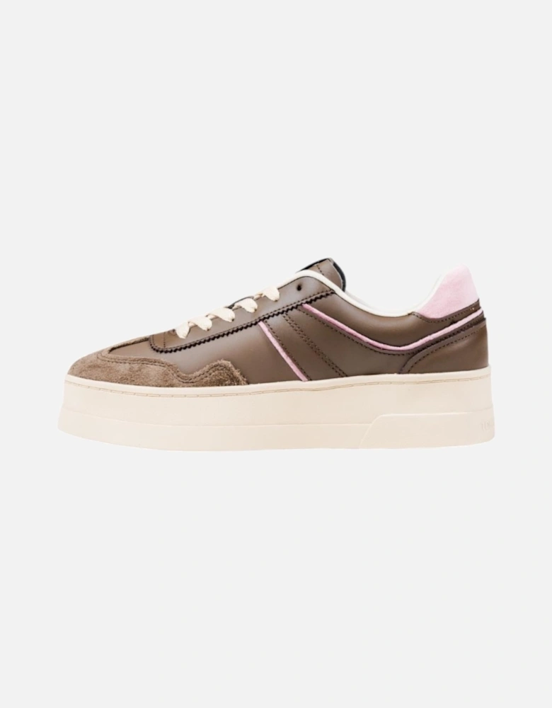 Platform Faux Leather Lace-Up Sneakers Women - Brown