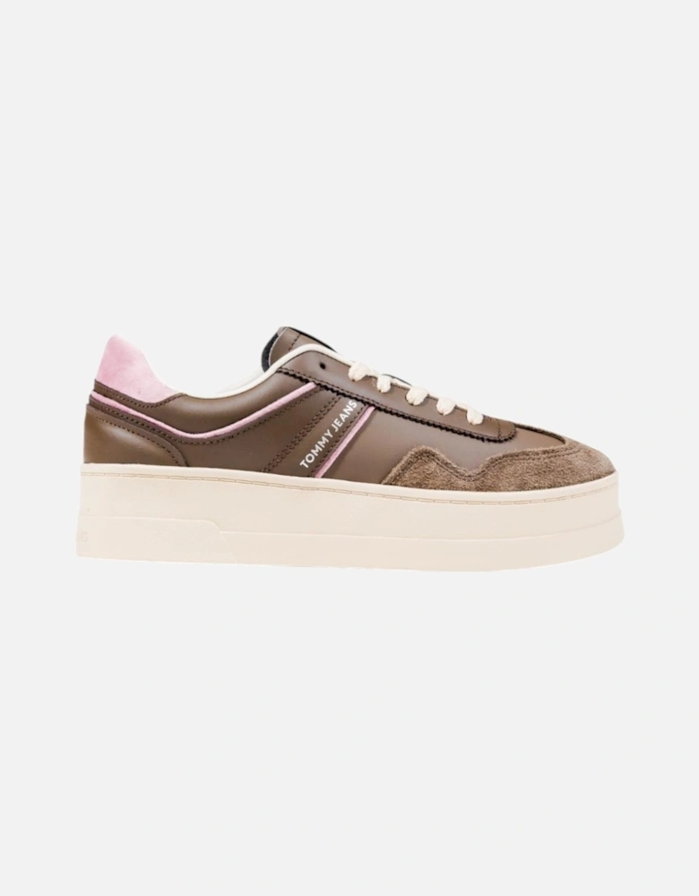 Platform Faux Leather Lace-Up Sneakers Women - Brown