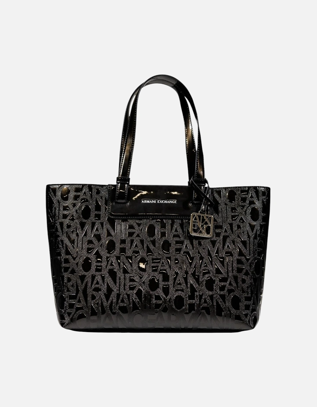 Armani Exchange Women's Black Printed Handbag With Inside Pockets - Bags - Size: One Size