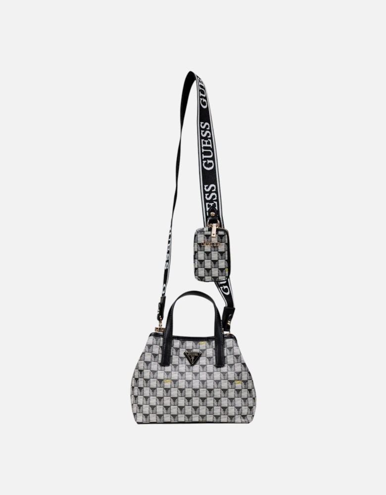 Printed Handbag with Button Fastening Women - Black Bags