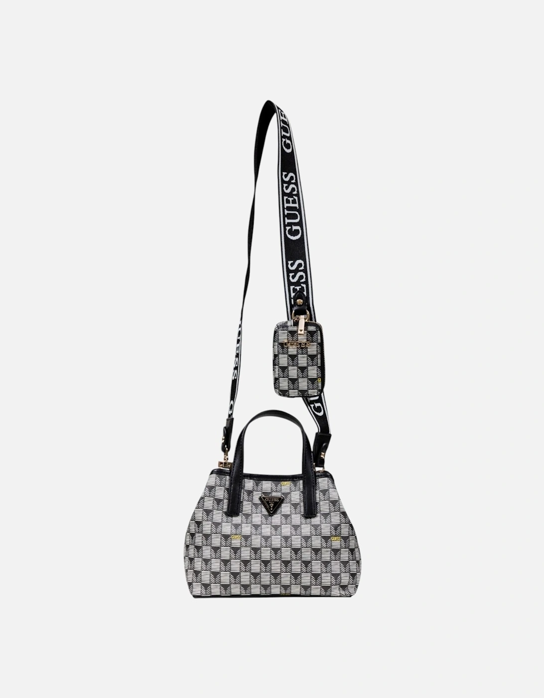 Printed Handbag with Button Fastening Women - Black Bags