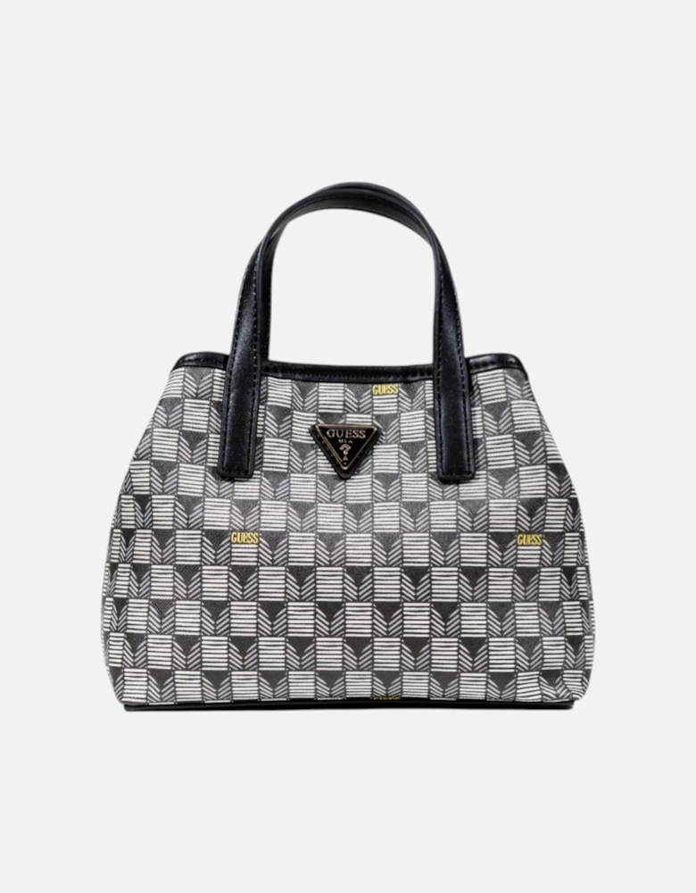 Printed Handbag with Button Fastening Women - Black Bags