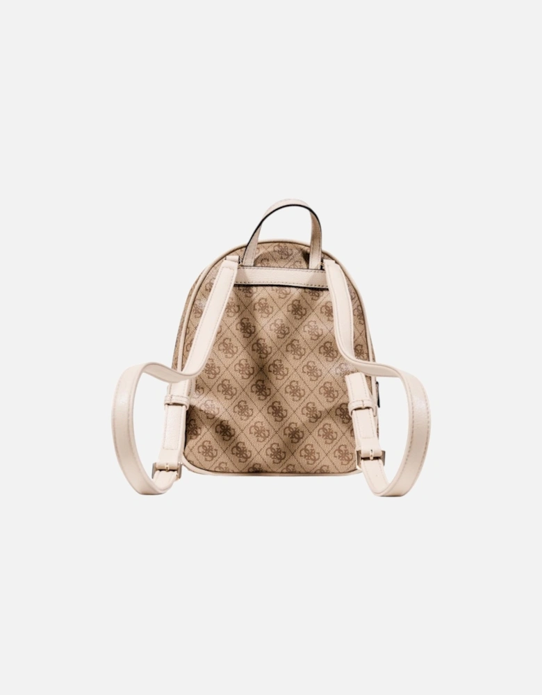 Printed Rucksack with Zip and Multiple Pockets Women - Beige Bags