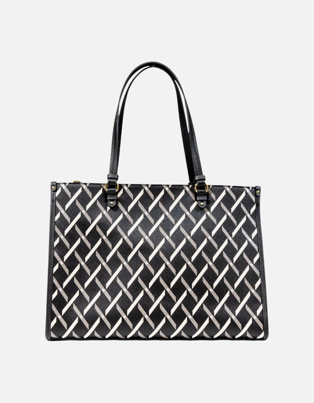 Printed Handbag with Shoulder Strap and Zip Fastening Women - Black