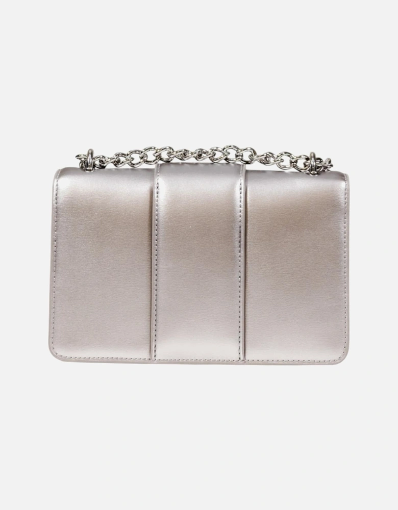 Shoulder Bag with Clip Fastening and Inside Pockets Women - Silver