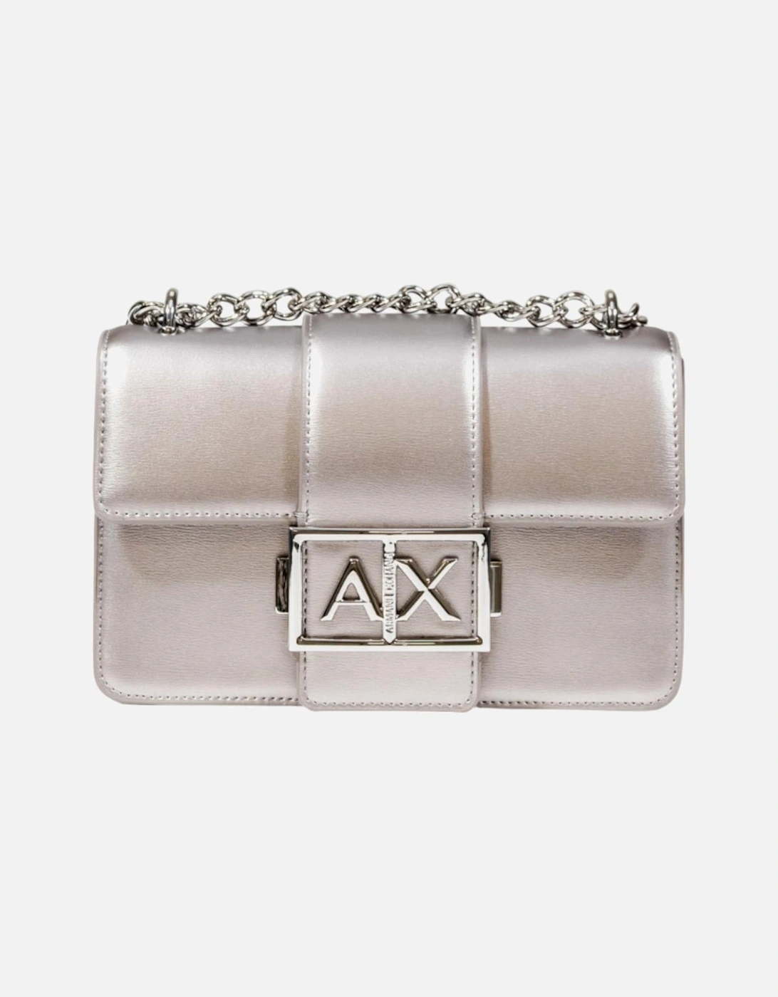 Shoulder Bag with Clip Fastening and Inside Pockets Women - Silver