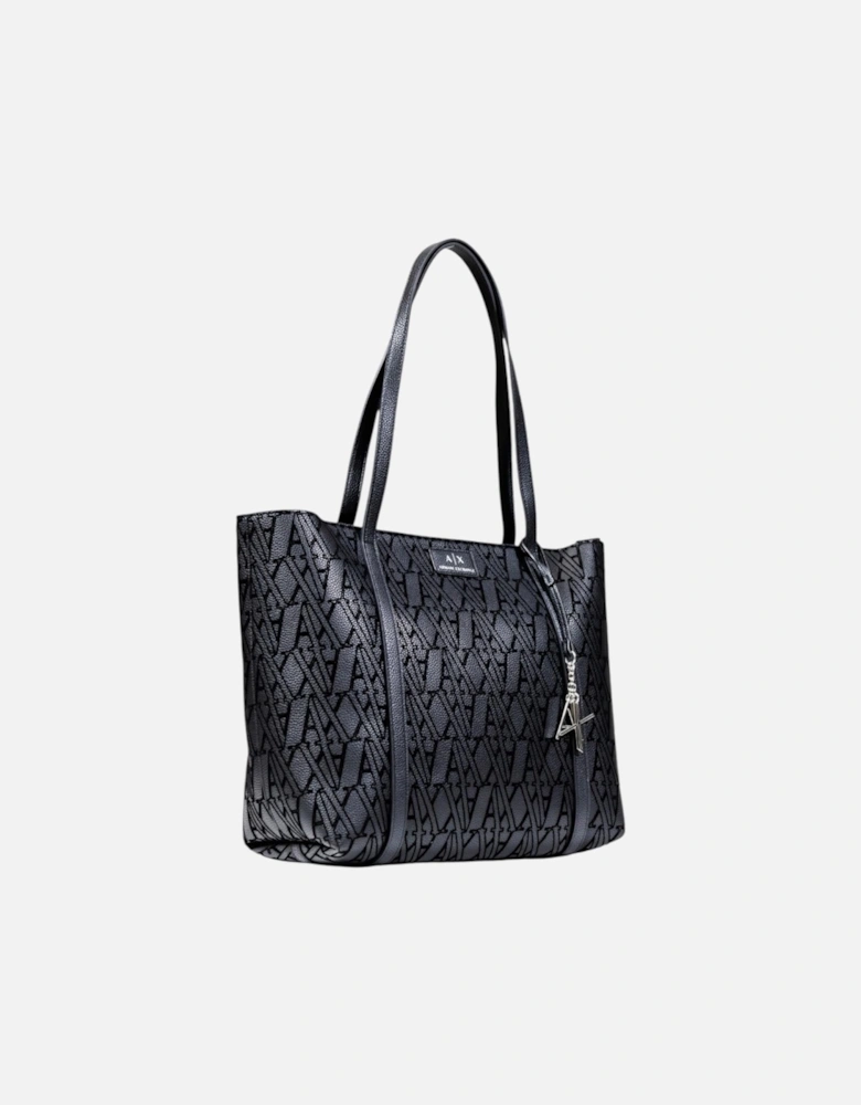 Printed Handbag with Button Fastening Women - Black Bags