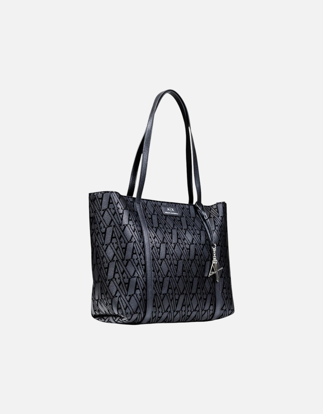 Printed Handbag with Button Fastening Women - Black Bags