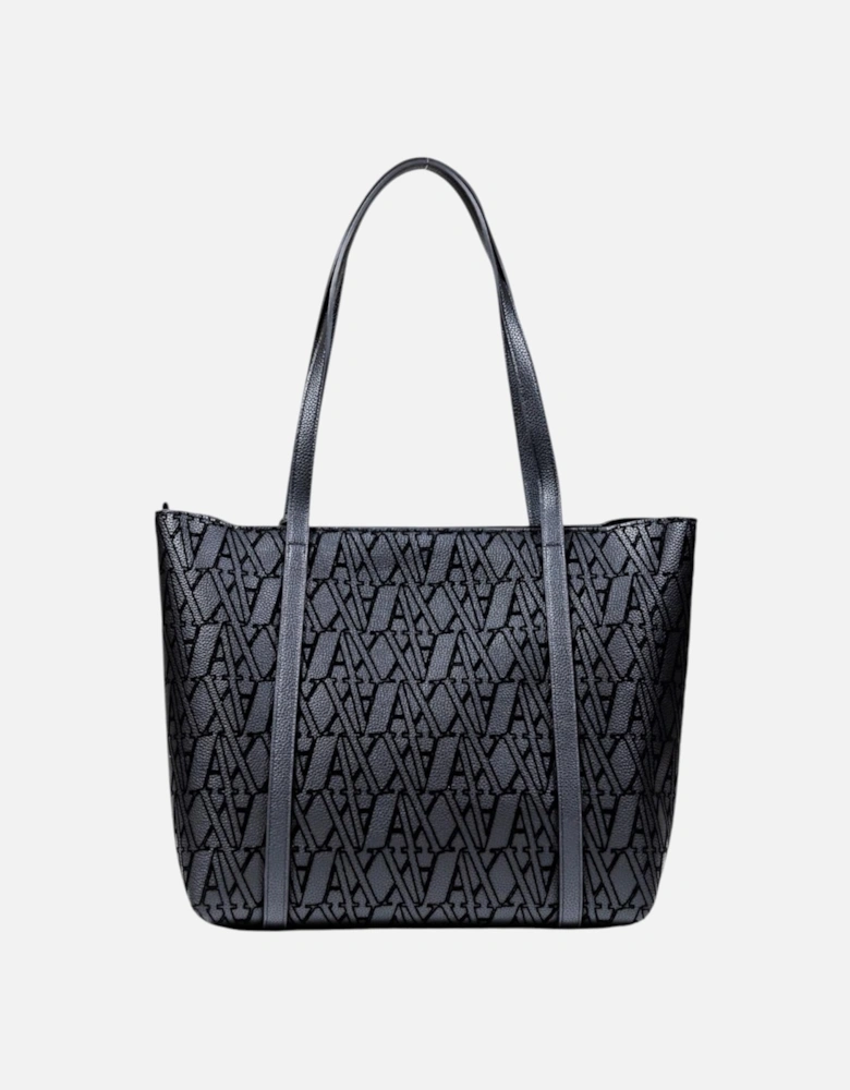 Printed Handbag with Button Fastening Women - Black Bags
