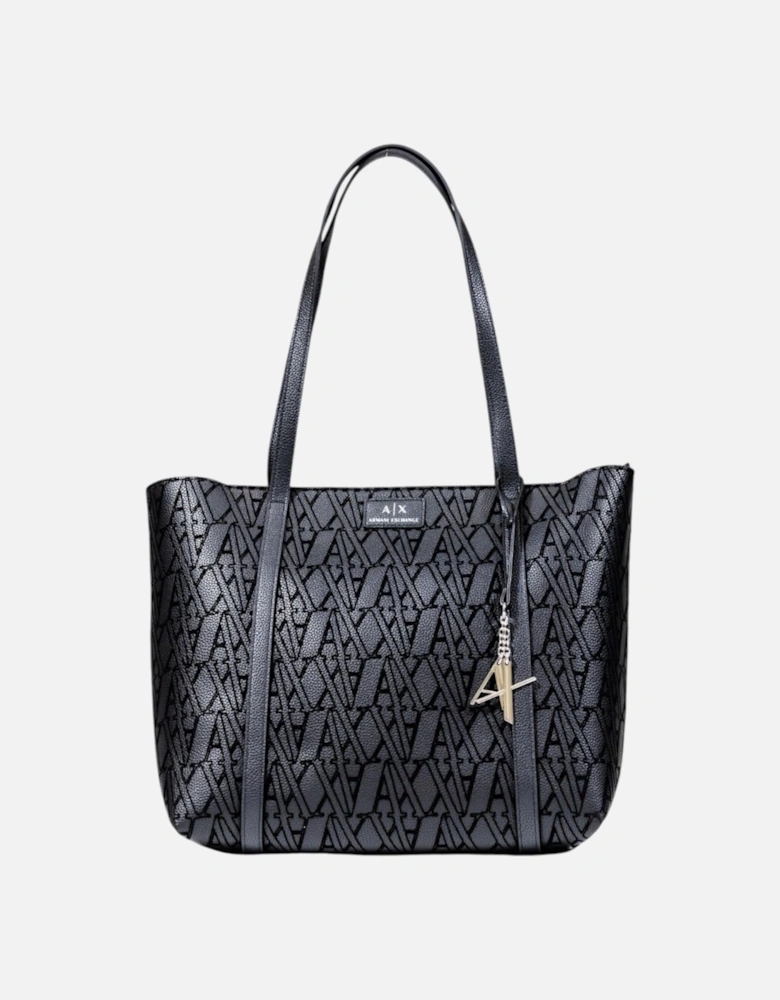 Printed Handbag with Button Fastening Women - Black Bags