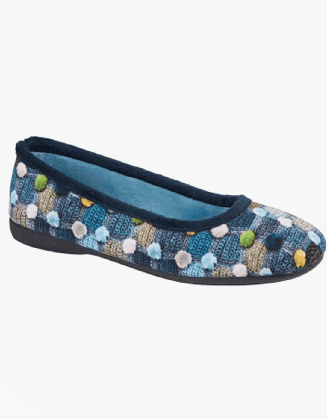 SAMIRA Womens Polka Dot Velour Lined Ballet Slippers Blue/Multi, 2 of 1