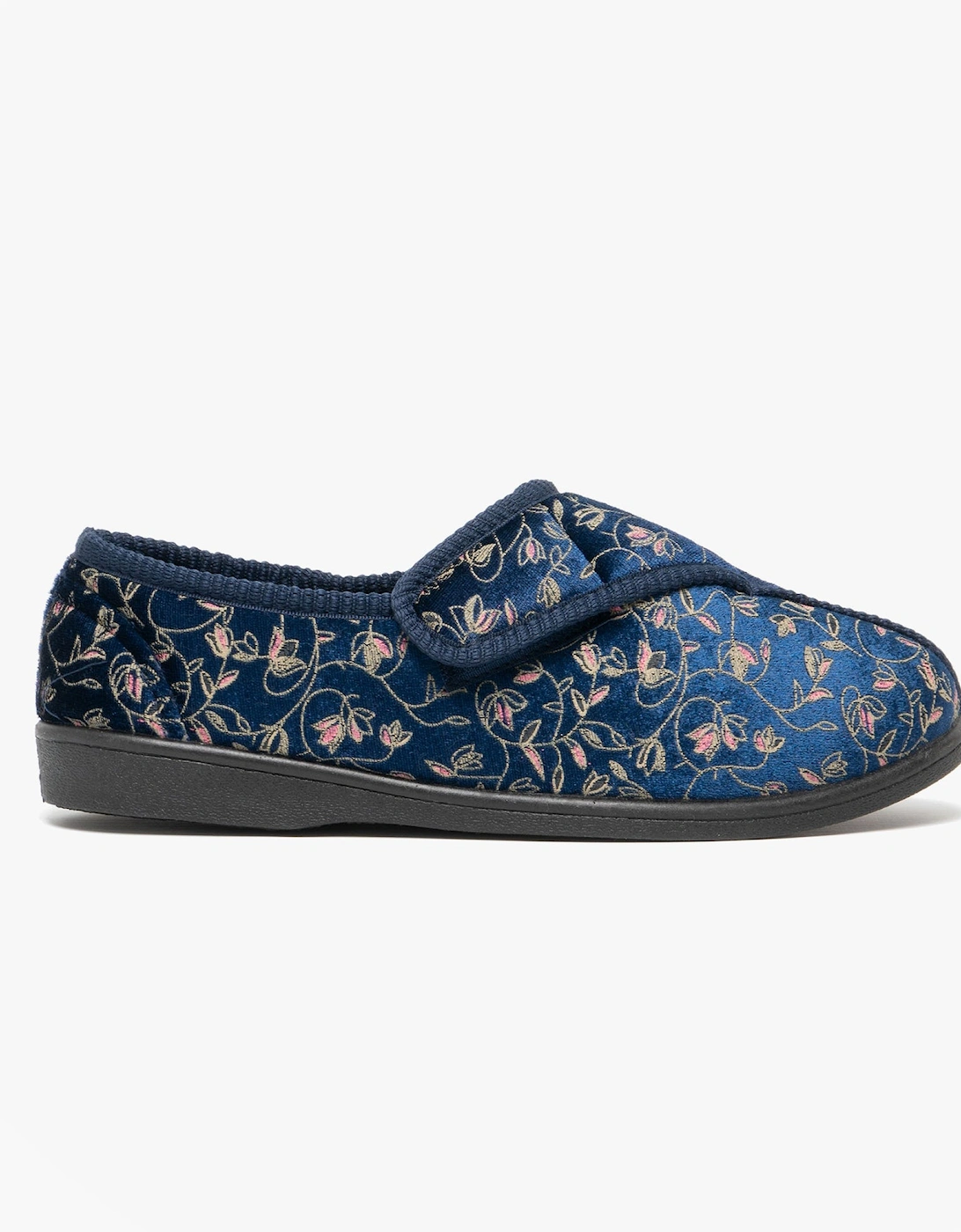 JANICE Womens Full Slippers Navy, 4 of 3