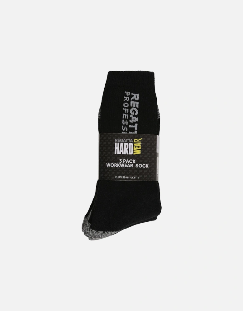 Mens Workwear Crew Socks - Black - 6-11 UK