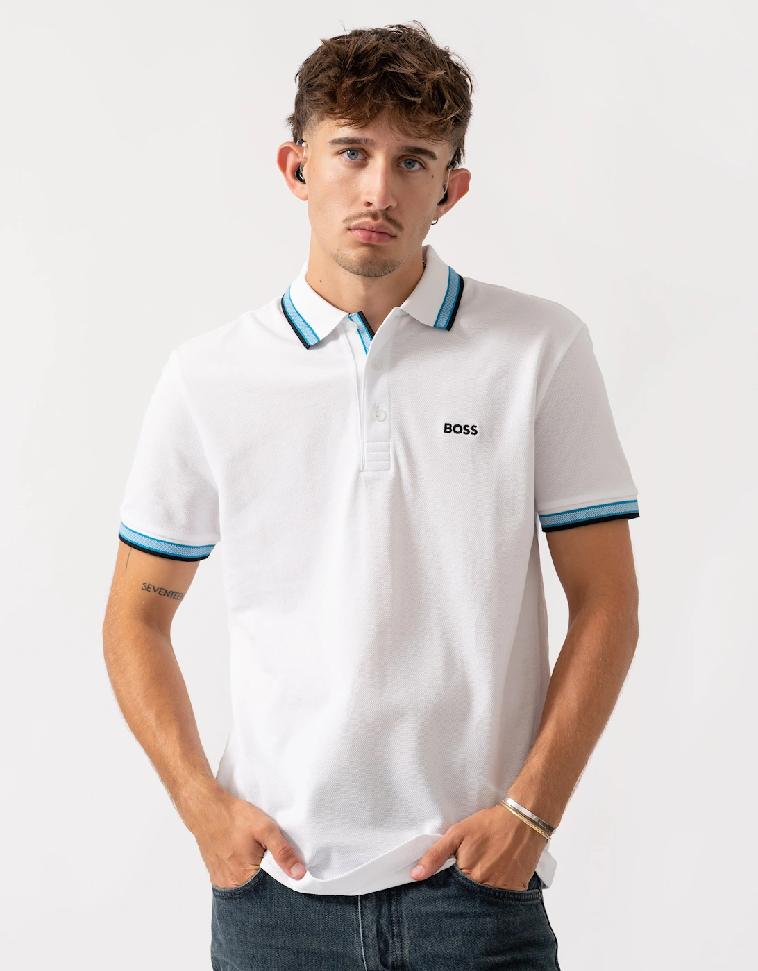 BOSS Green Paddy Mens Cotton-Piqué Polo Shirt with Contrast Logo, 2 of 1