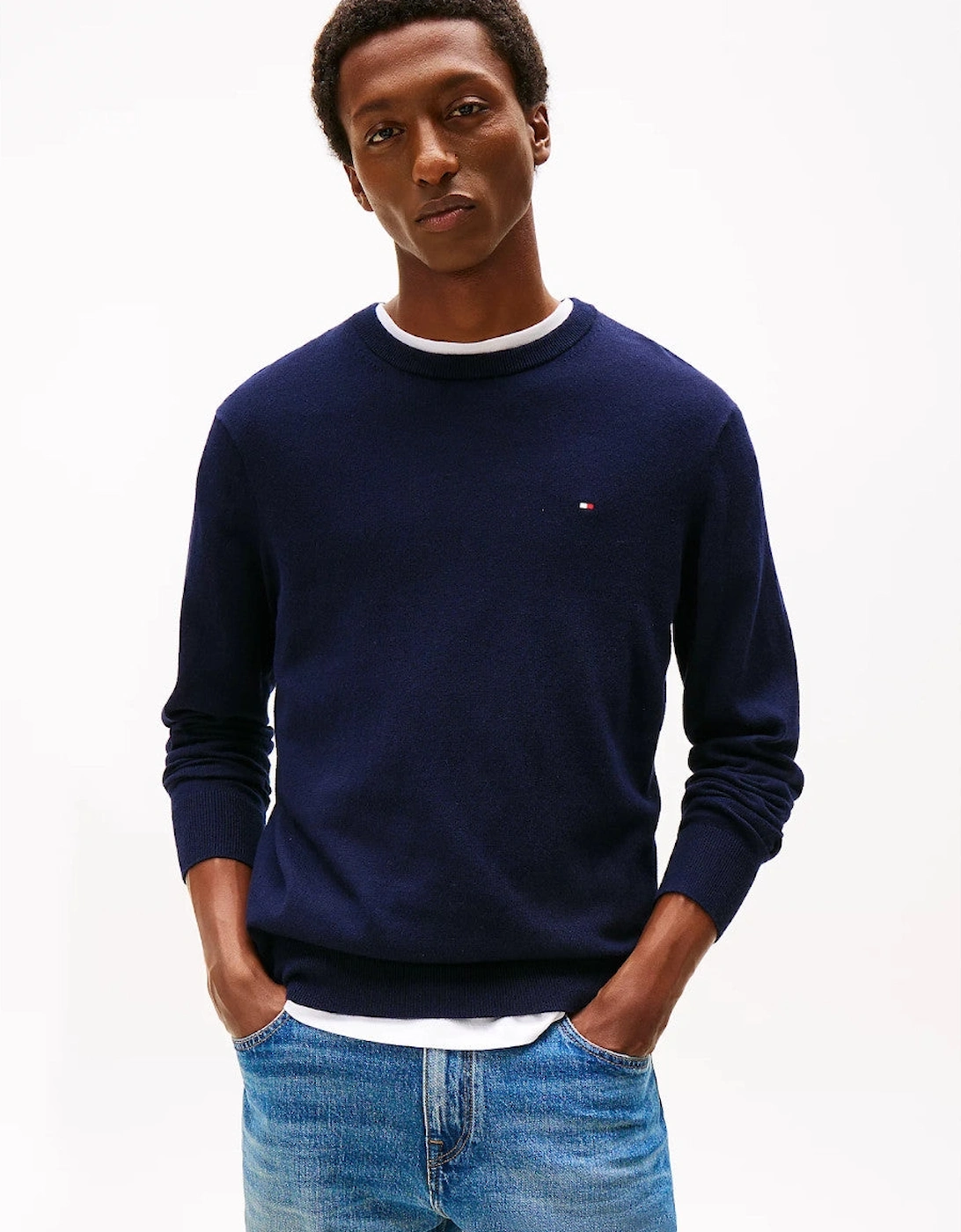 Crew Neck Sweater with Cashmere DW5  Desert Sky