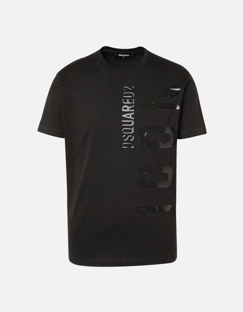 Black Vertical Icon Printed T-Shirt in Black
