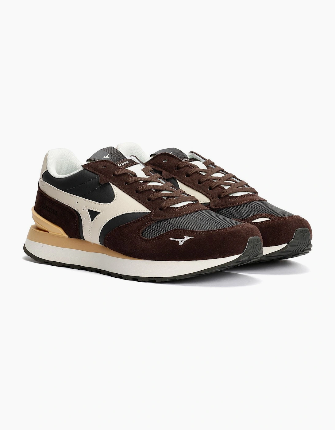 Women's Mizuno RB87 Suede Black Sand/Summer Sand/Mole Trainers - Brown - Size: 5