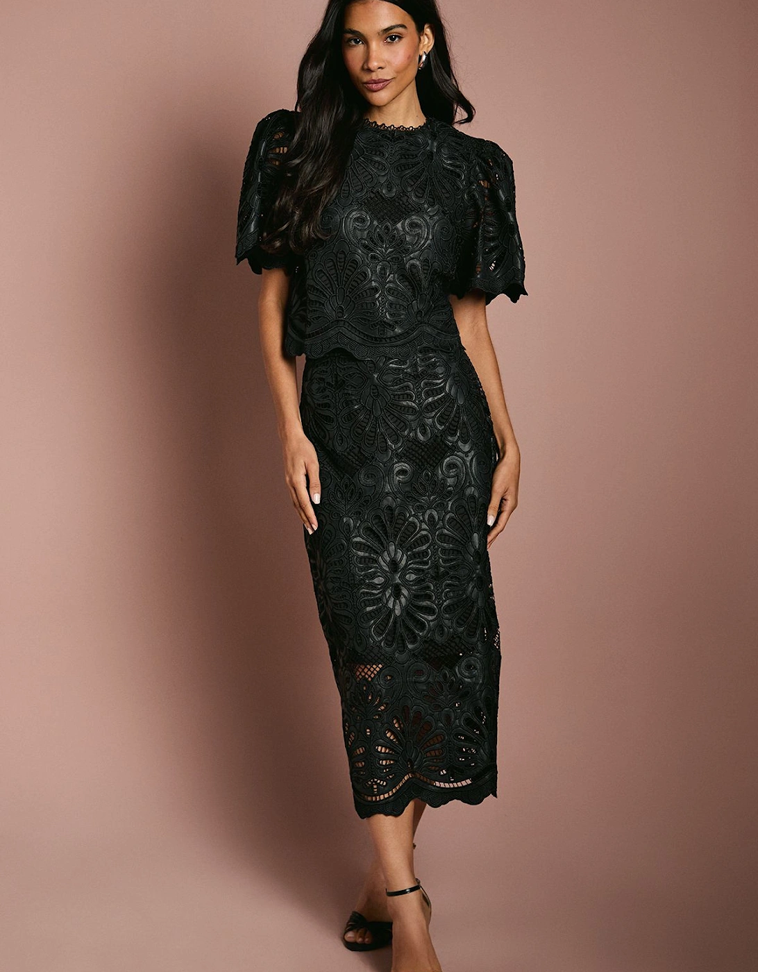 PU Lace Midi Skirt, 2 of 1