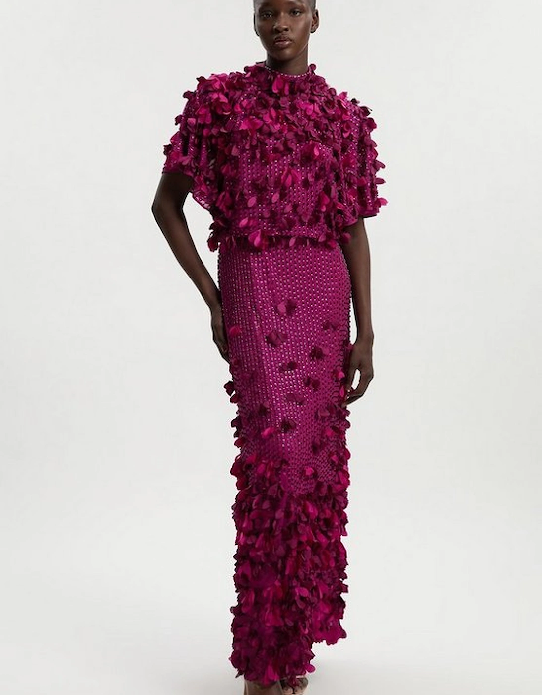 Tall Crystal Applique Angel Sleeve Woven Maxi Dress, 4 of 3