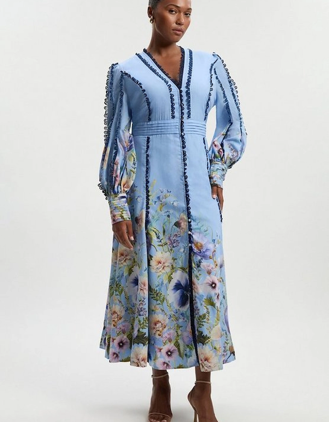 Plus Size Trailing Floral Woven Plunge Maxi Dress, 2 of 1