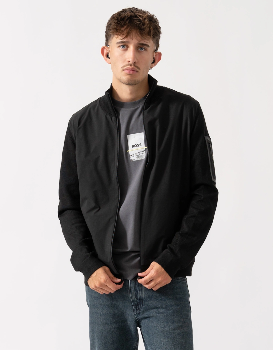 BOSS Green Momentum-X Mens Full Zip Jumper - Black 001, 2 of 1