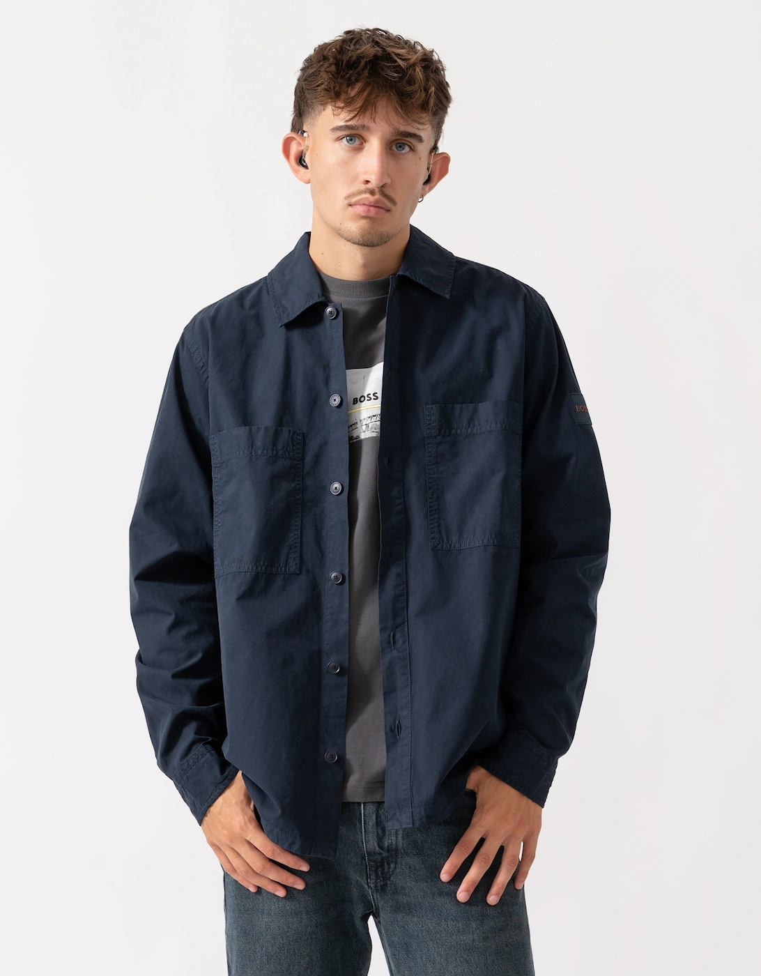 BOSS Orange Locky 2 Mens Overshirt 50543519 - Dark Blue 404, 2 of 1