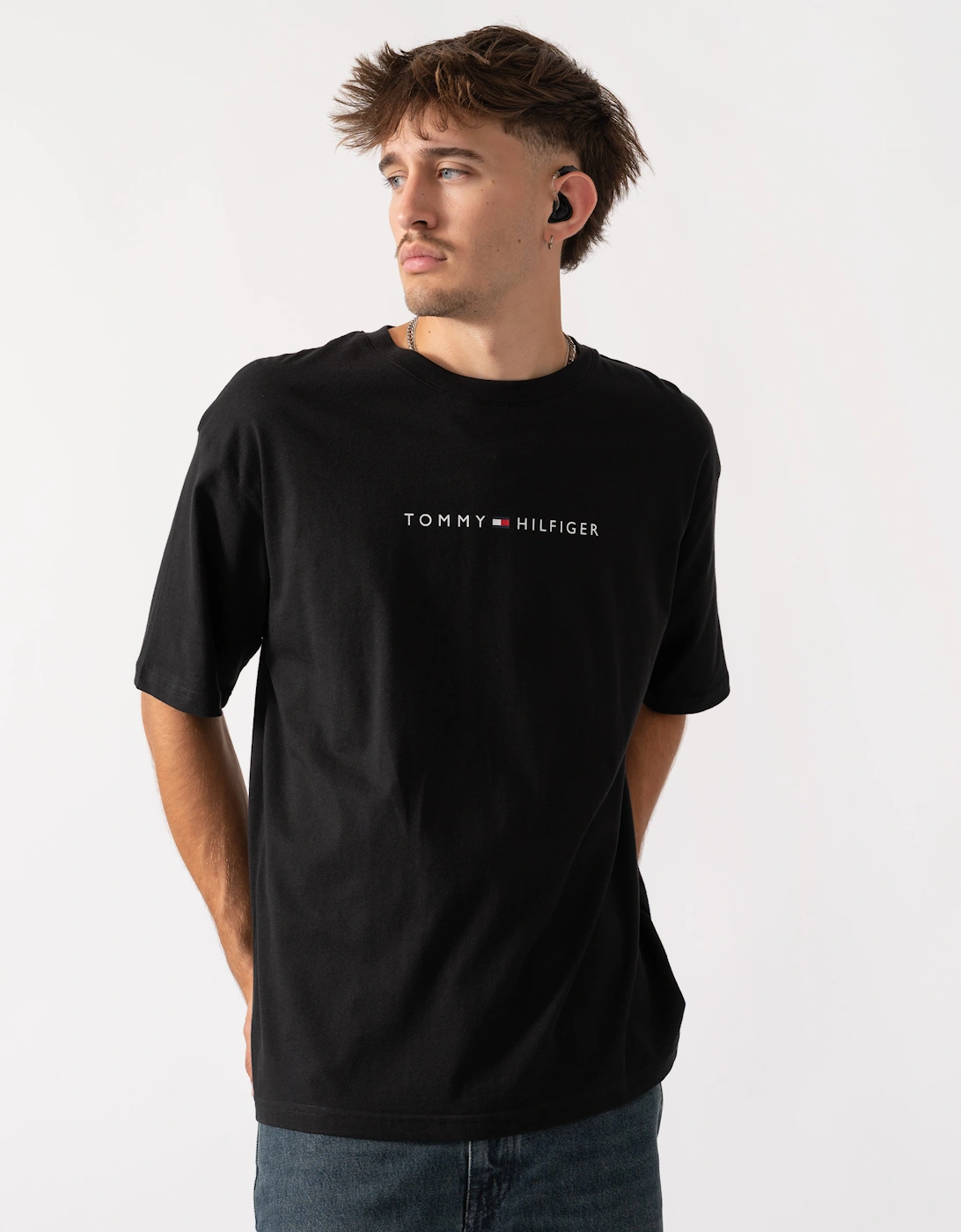 Contrast Logo Mens T-Shirt - Black, 2 of 1