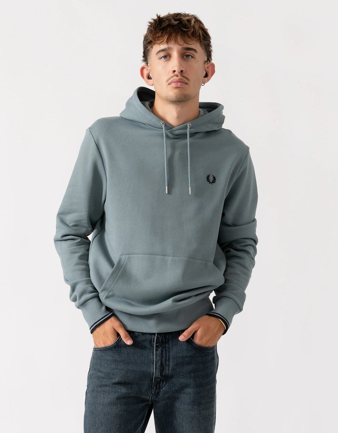 Mens Tipped Hooded Sweatshirt - Stockport Blue/Navy Z56, 8 of 7