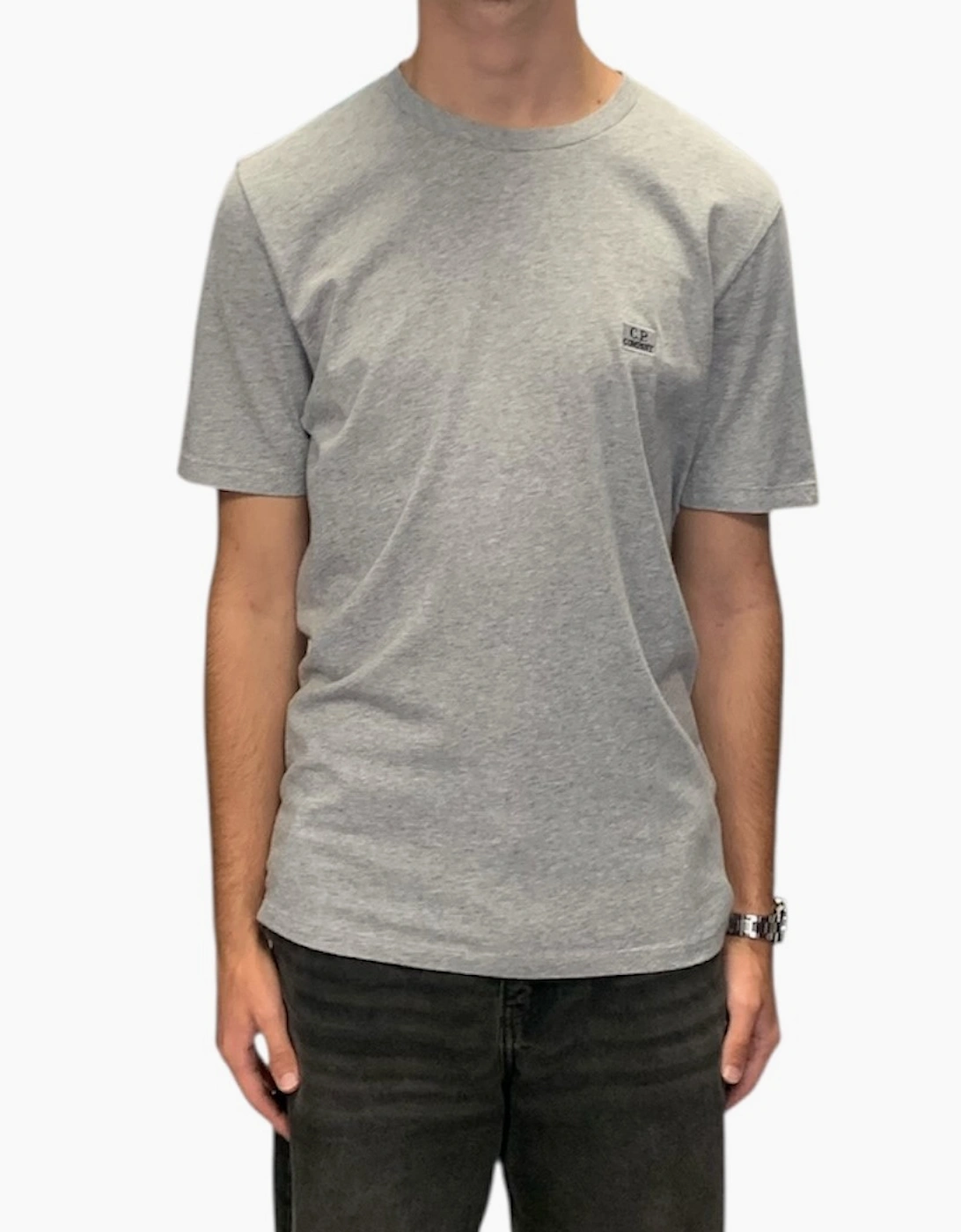 Cp Company Men's Grey Logo T-Shirt  42 Extra Large