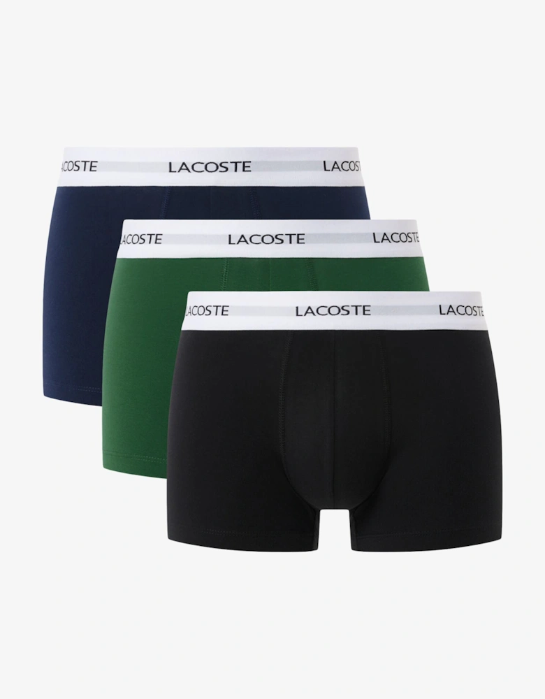3-Pack Duo Waistband Stretch Cotton Mens Trunks - Black/Green-Navy Blue EIN