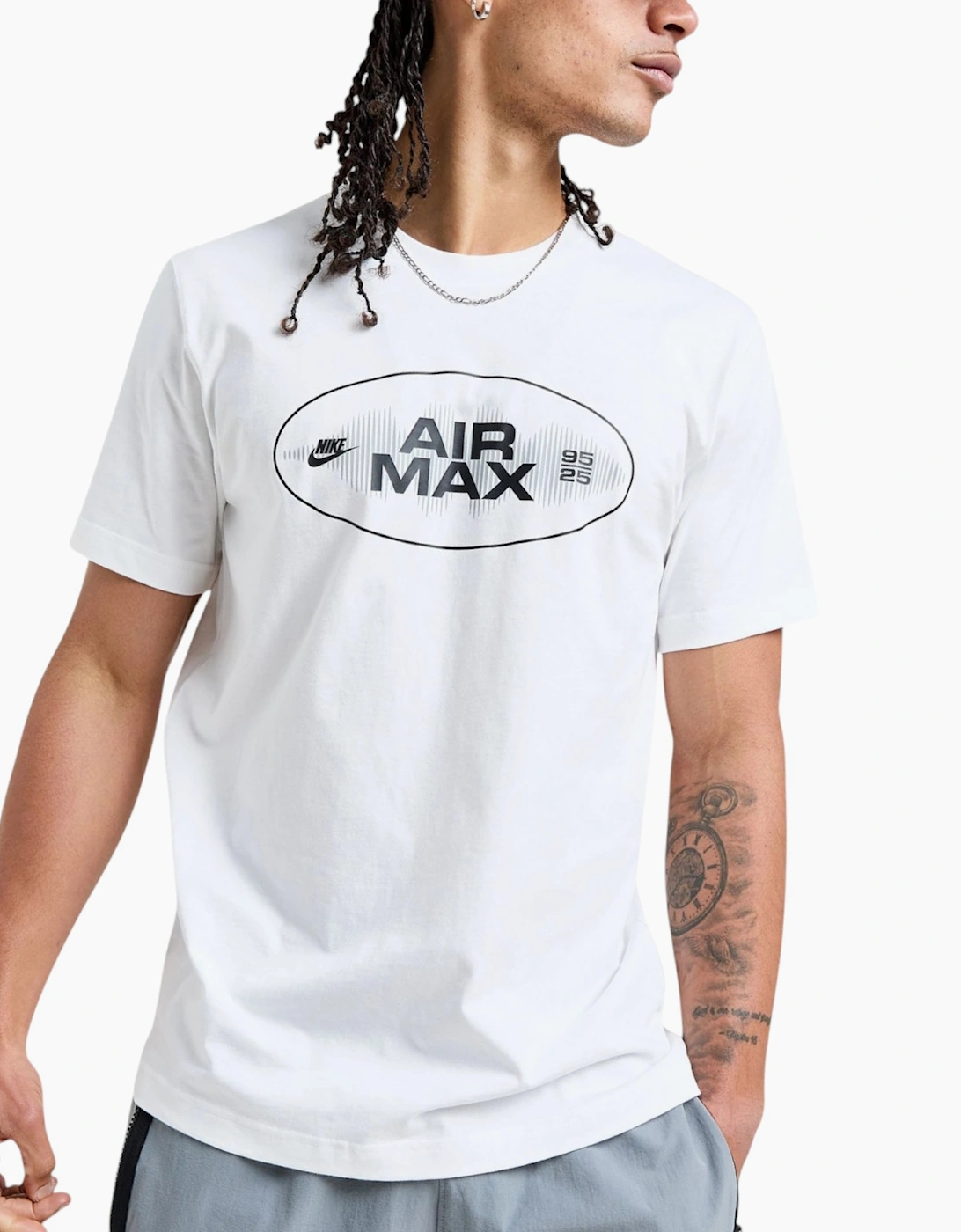 Nike Air Max Men's White Nike T Shirts Air Max T Shirt Crew Neck Short Sleeve Regular Fit New Tee - Size: 38
