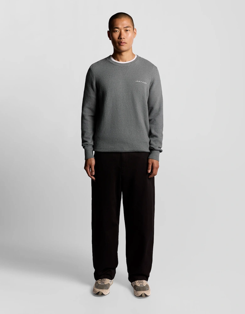 Knitted Script Crew Neck Jumper