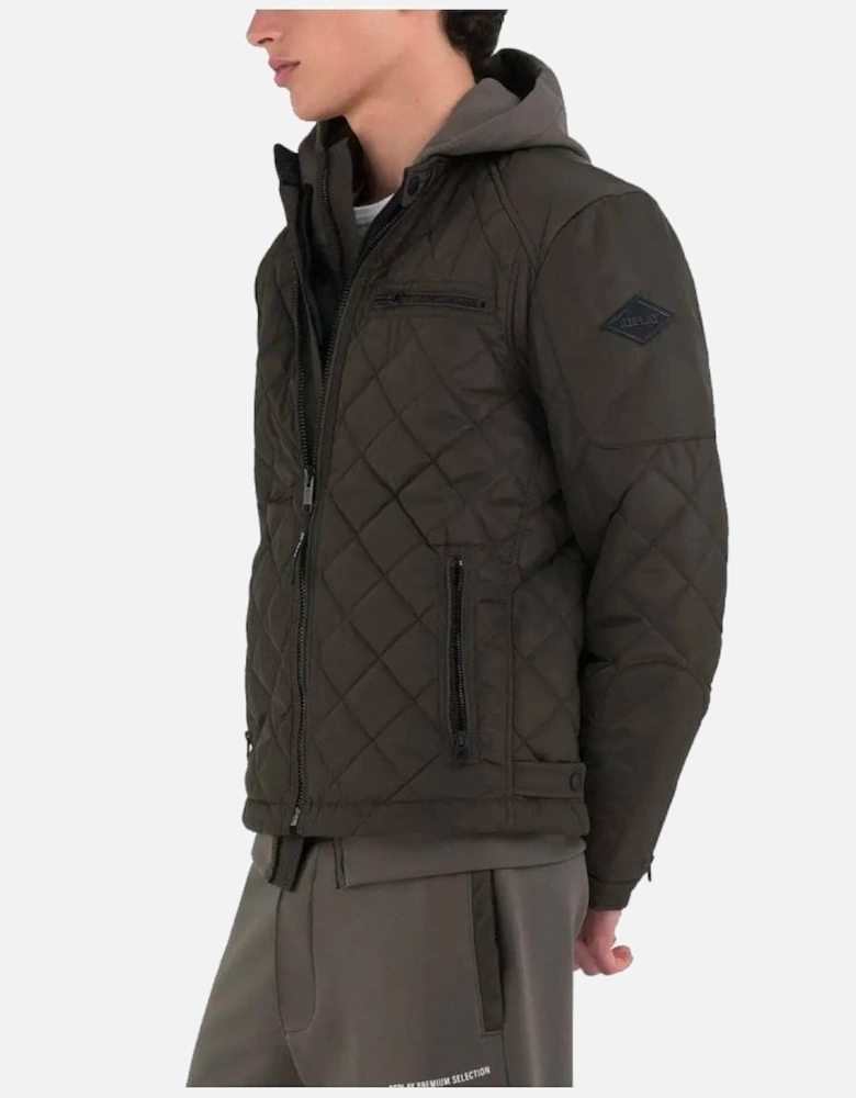 Mens Biker Jacket Dark Green