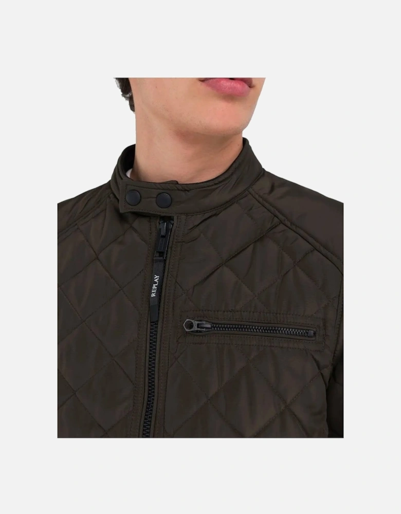 Mens Biker Jacket Dark Green