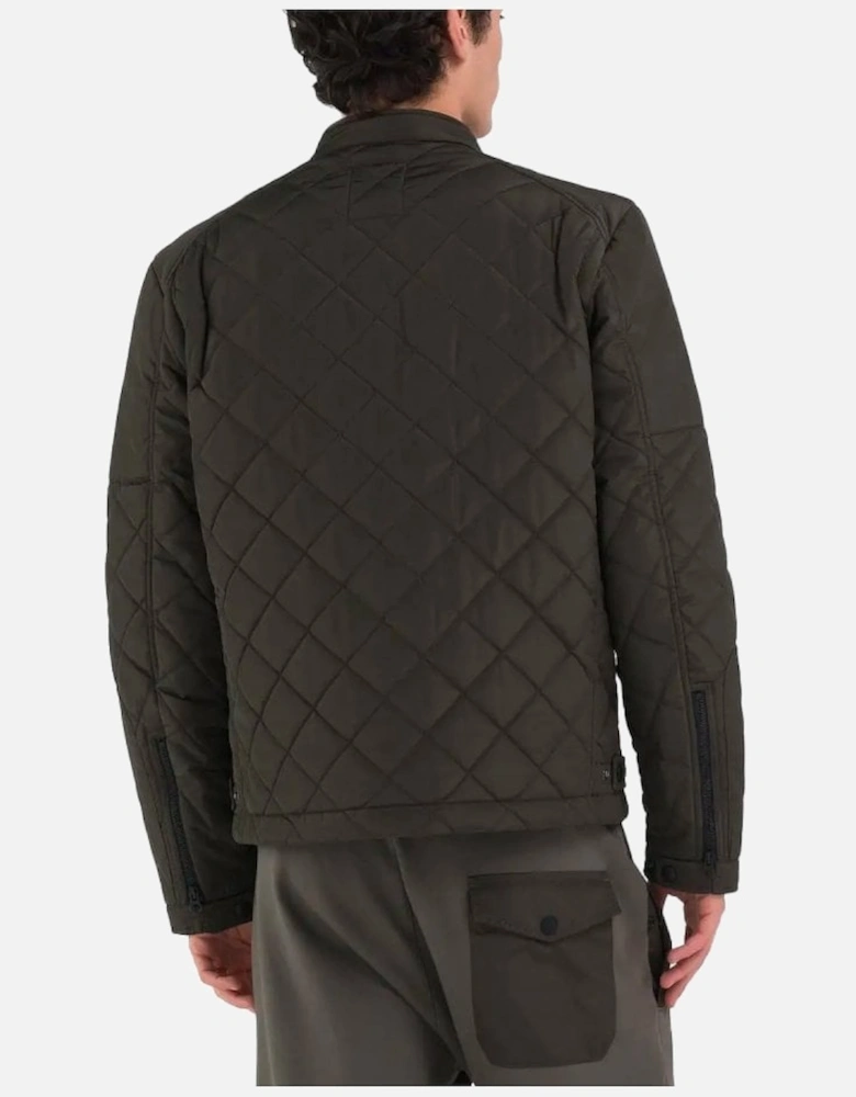 Mens Biker Jacket Dark Green