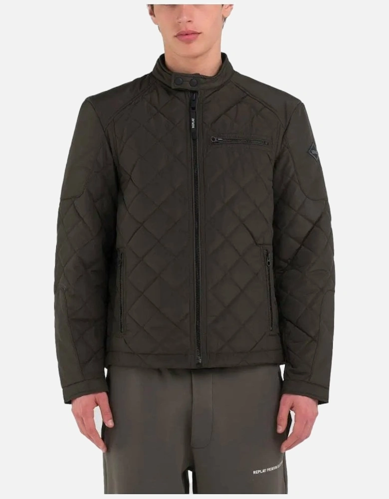 Mens Biker Jacket Dark Green