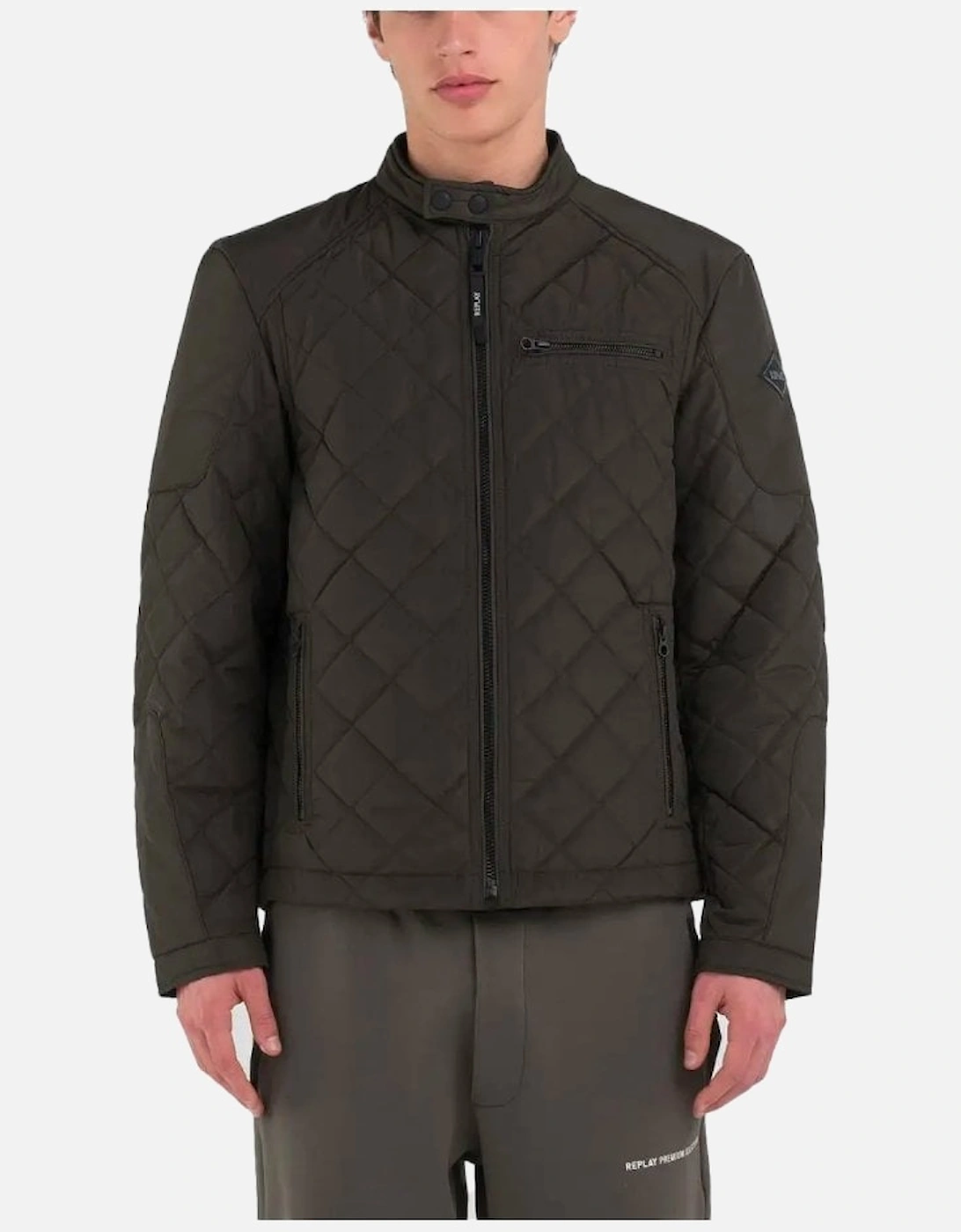 Mens Biker Jacket Dark Green, 6 of 5