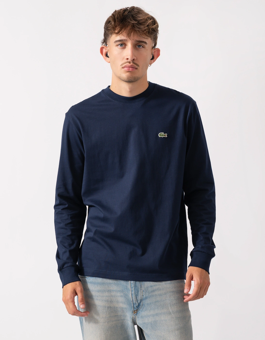 Lacoste Men's Lacoste Long Sleeved Cotton Mens T-Shirt - Navy Blue 166