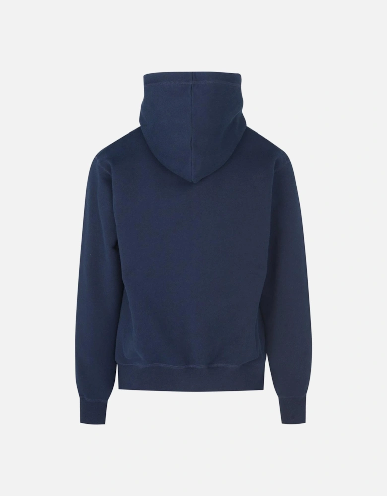 Red Maple Leaf Printed Hoodie in Navy