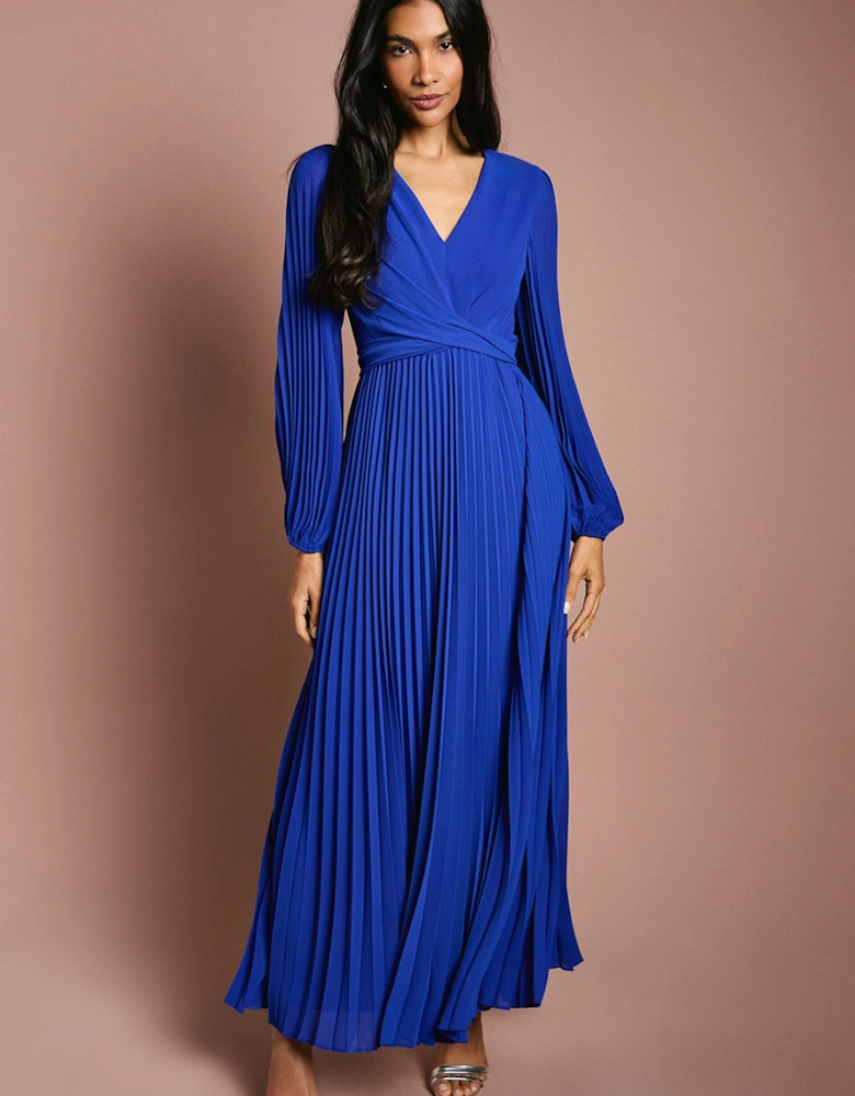 Pleated Wrap Front Dress