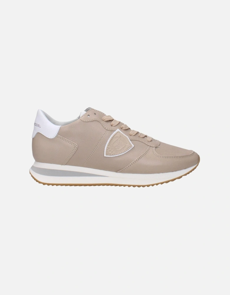 Leather Sneakers with Multi-Color Design Women - Beige