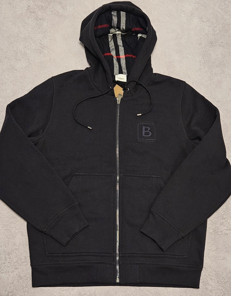 Check Zip Hoodie Navy