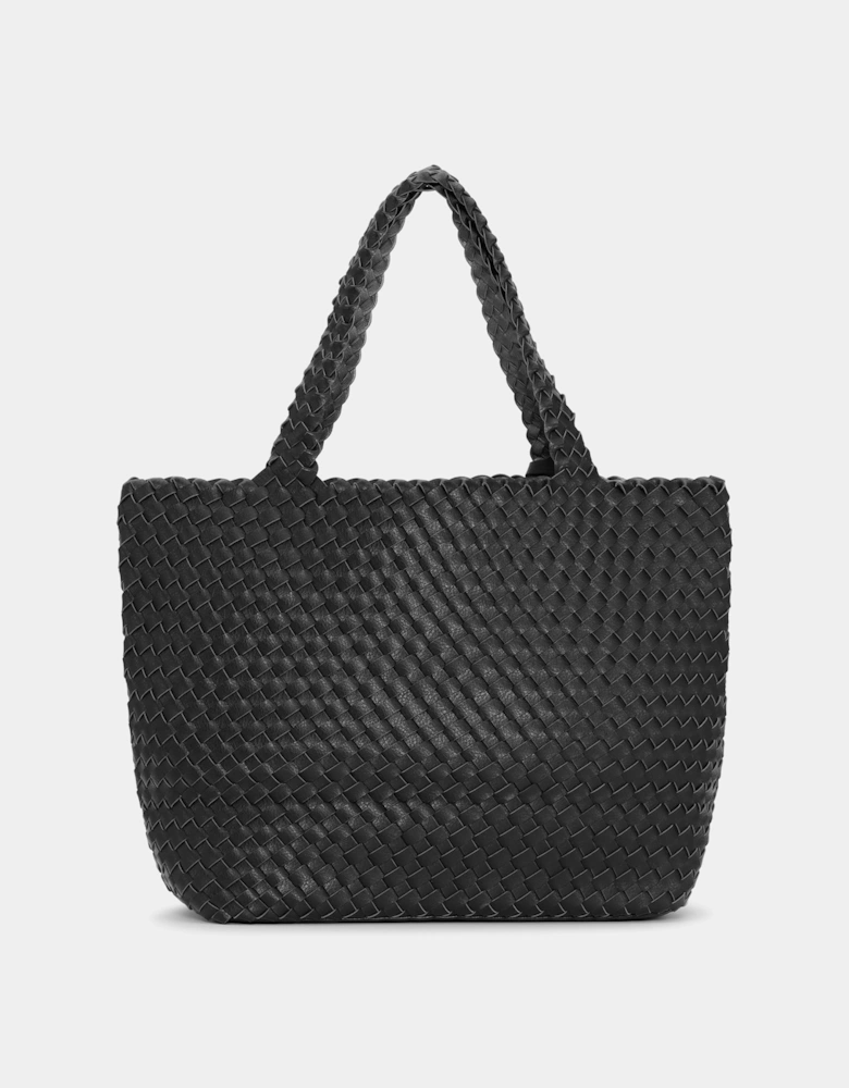 Reversable Womens Braided Shopper - Black Gun metal 001718