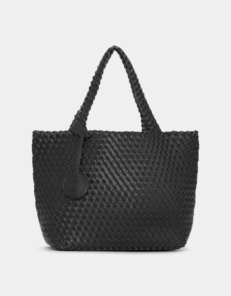Reversable Womens Braided Shopper - Black Gun metal 001718