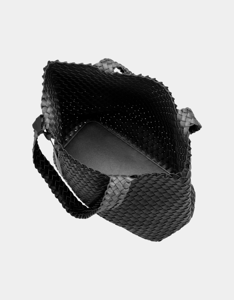 Reversable Womens Braided Shopper - Black Gun metal 001718